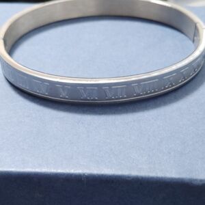 Silver Roman Numeral Bangle Bracelet